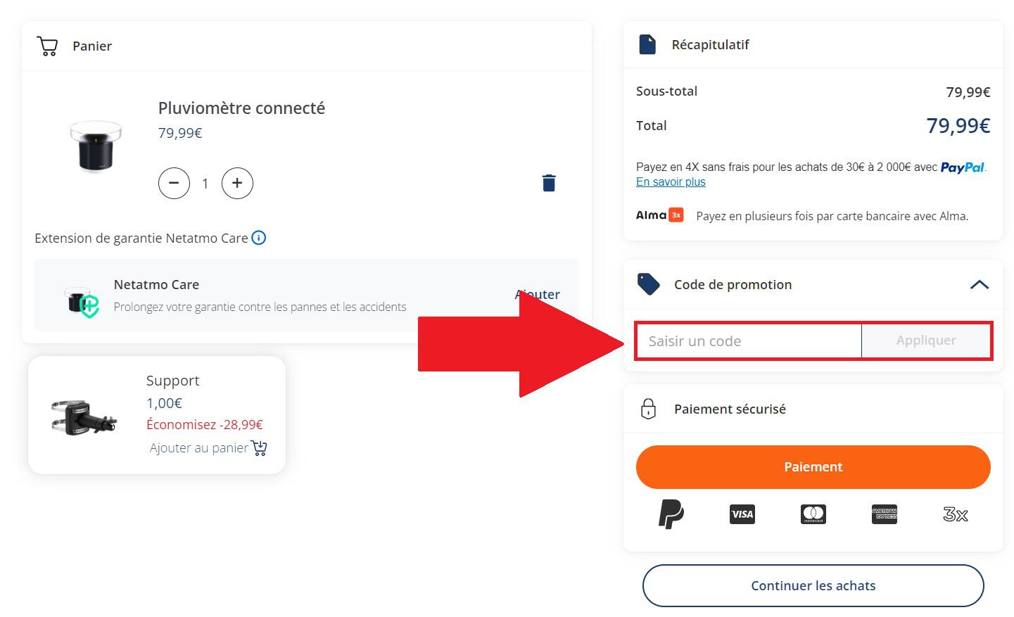 Encadré pour code promo Netatmo
