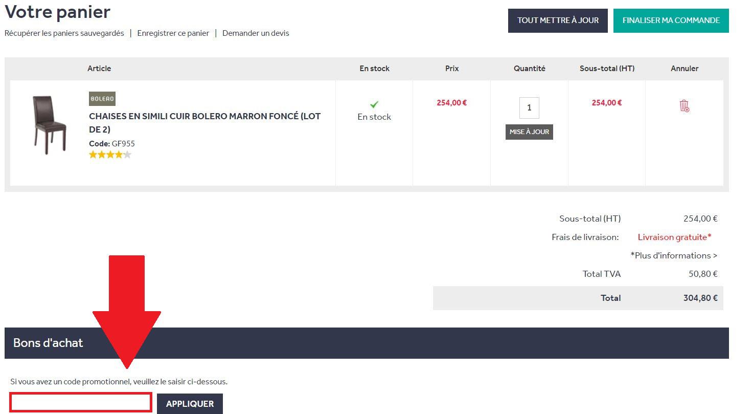 Encadré pour code promo Nisbets