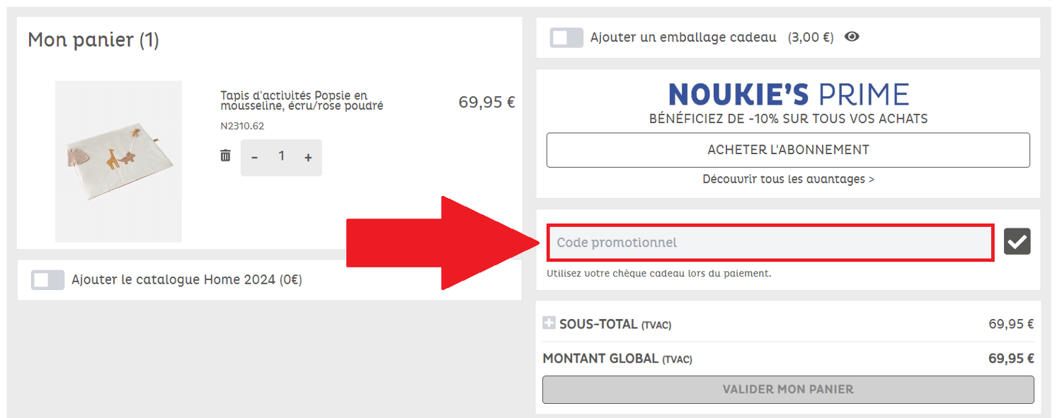 Encadré pour code promo noukie&apos;s