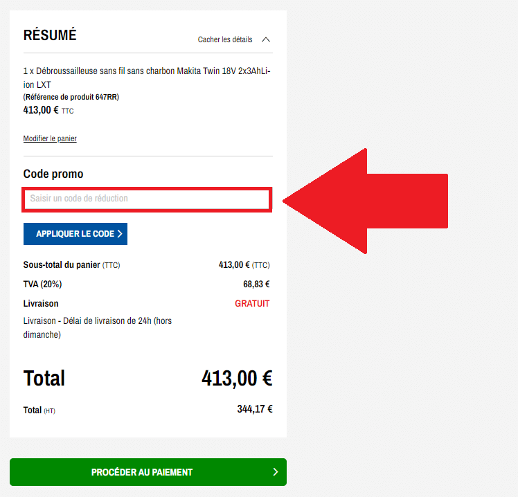 Encadré pour code promo Screwfix
