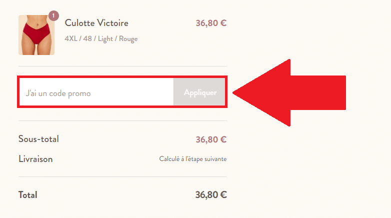 Panier de commande avec encadré pour code promo Sisters Republic