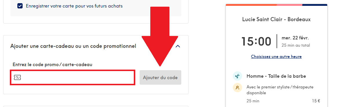 Encadré pour code promo Treatwell