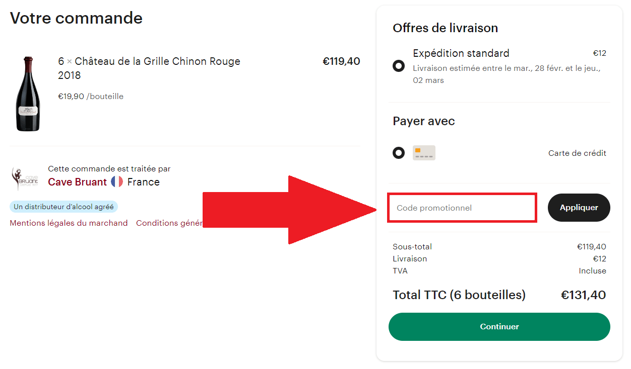 Encadré pour code promo Vivino