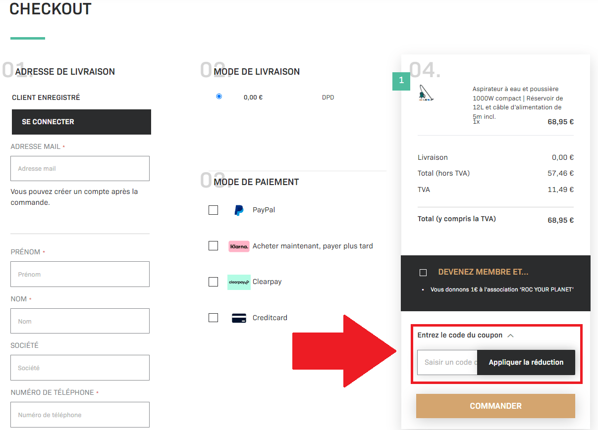 Encadré pour code promo Vonroc