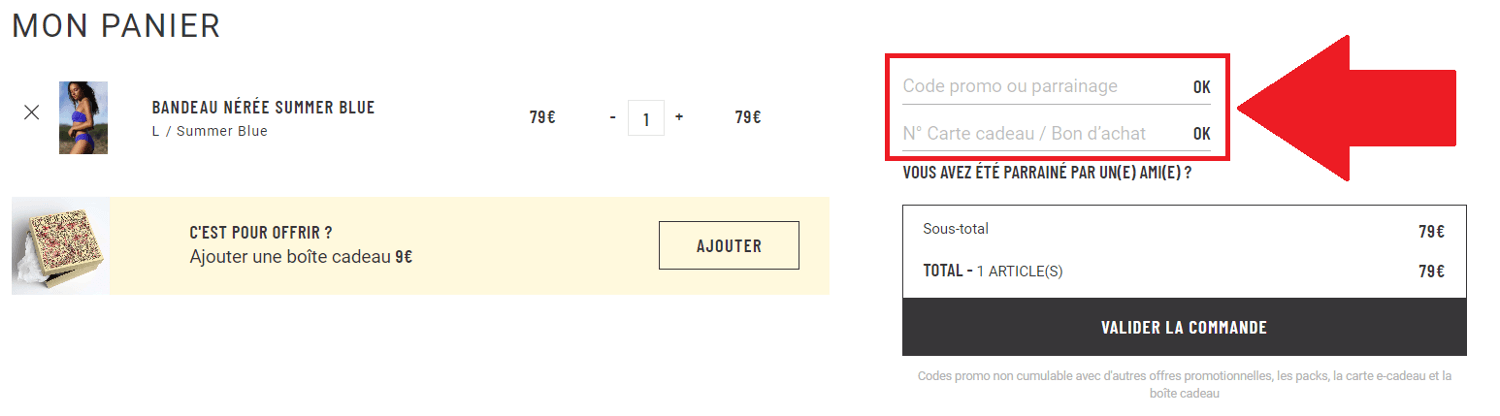 Encadré pour code parrainage et code promo Réjeanne