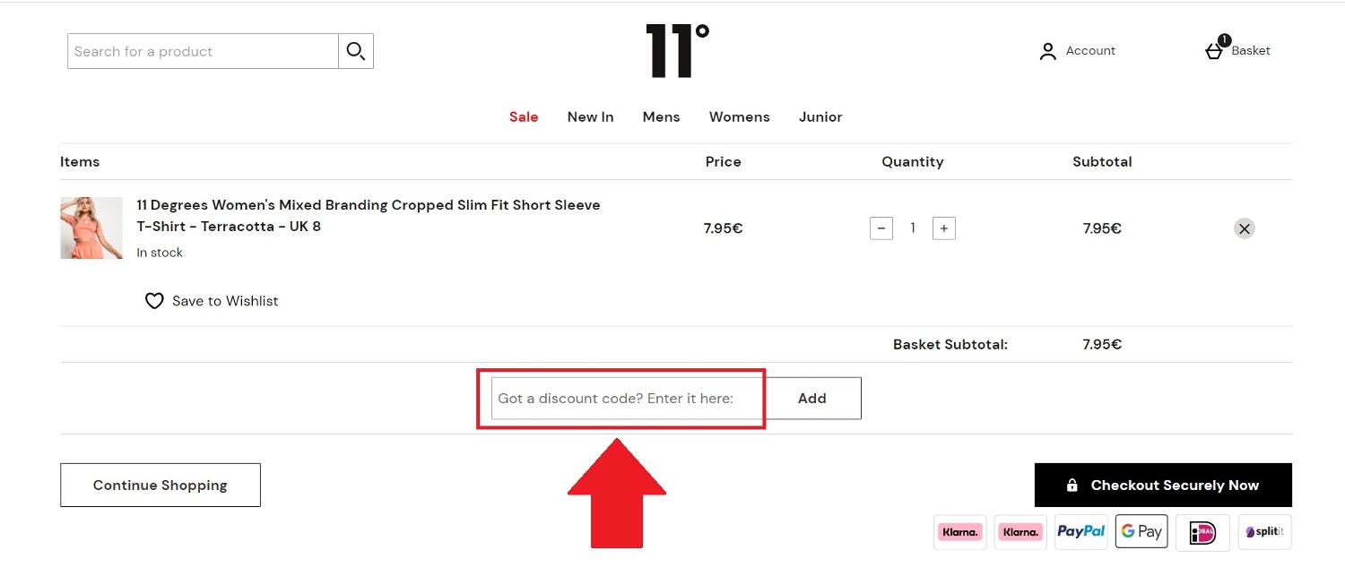 Encadré pour code promo 11 Degrees