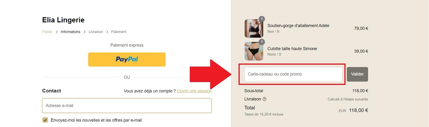Encadré pour code promo Elia