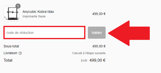 Encadré pour code promo Anycubic