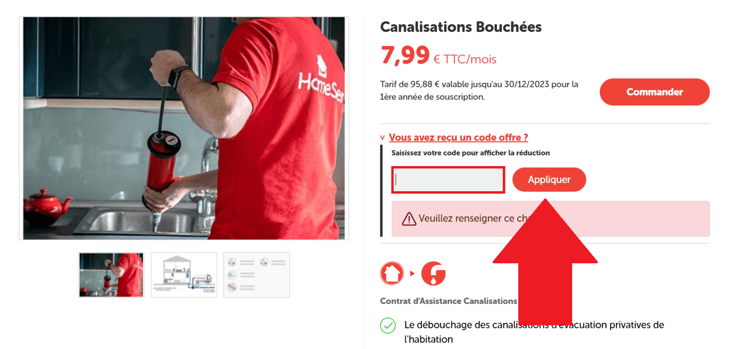 Encadré pour code promo Homeserve