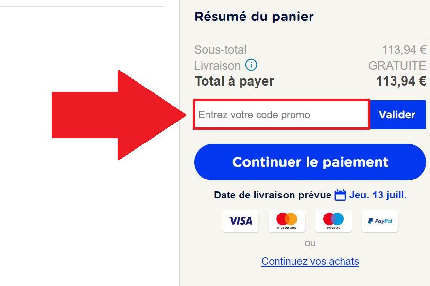 Encadré pour code promo VisionDirect