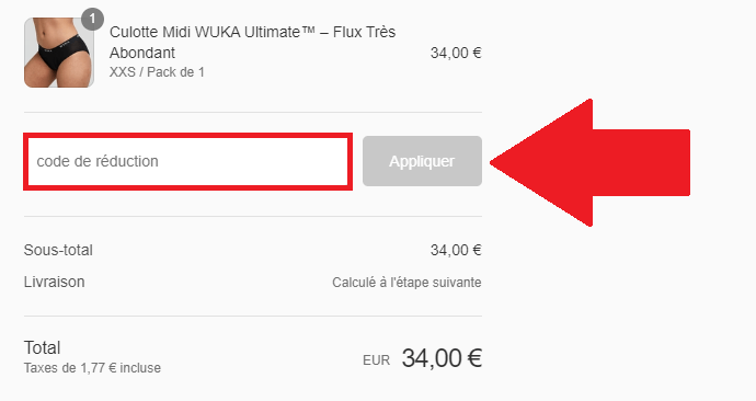 Encadré pour code promo Wuka