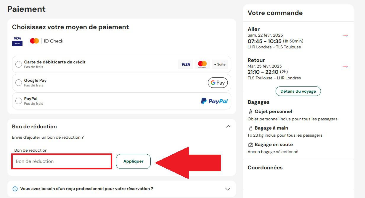 Encadré pour code promo Mytrip
