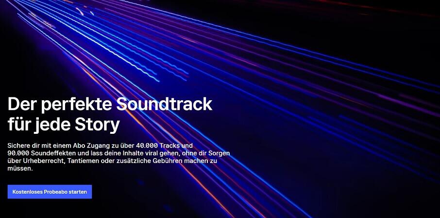 Lasershow und Aufschrift mit dem Hinweis, dass man Epidemic Sound kostenlos testen kann