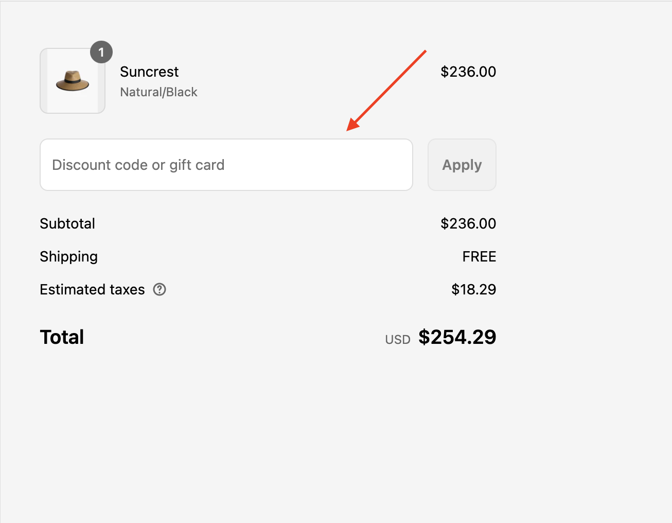 Eric Javits coupon box at checkout