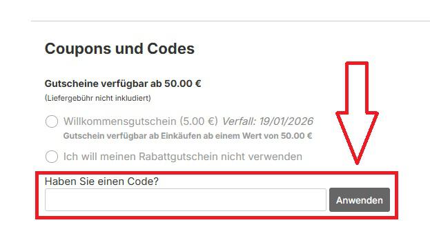 Screenshot-Ansicht um deinen Esdemarca Rabattcode einzugeben