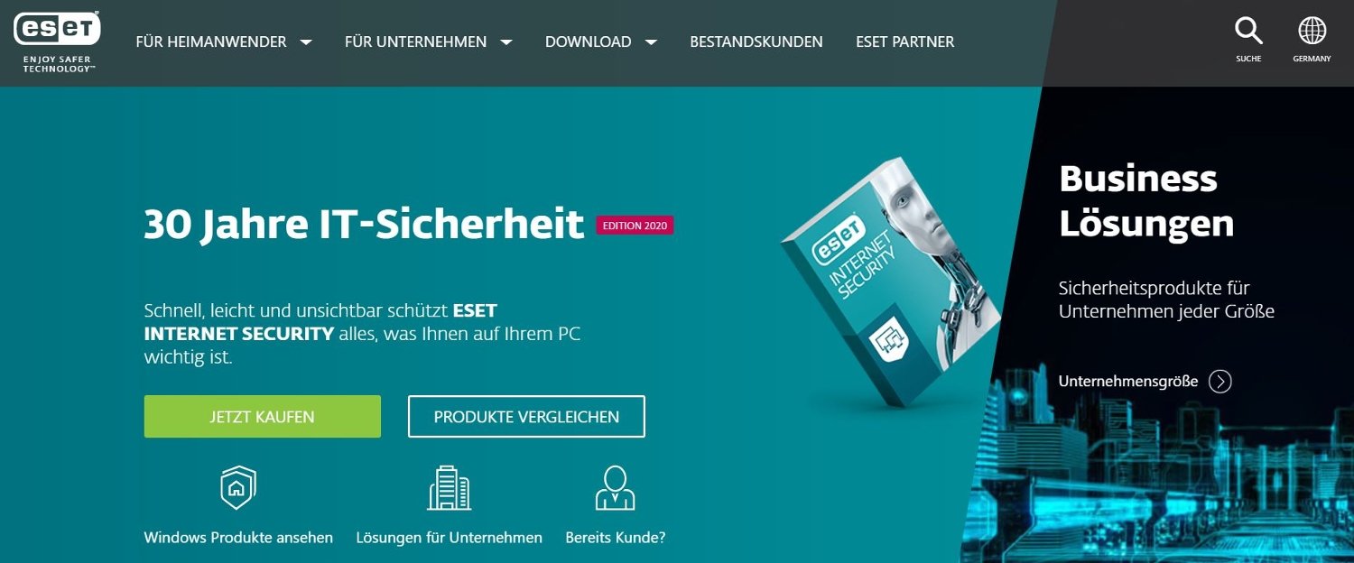 ESET-Shop mit Sicherheitslösungen für Privat- und Frimen-Computer
