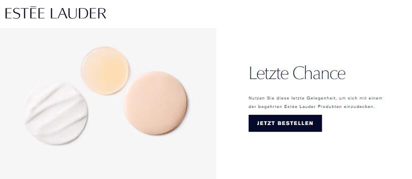 Wattepads und eine Creme auf Banner für den Estee Lauder Letzte Chance Sale