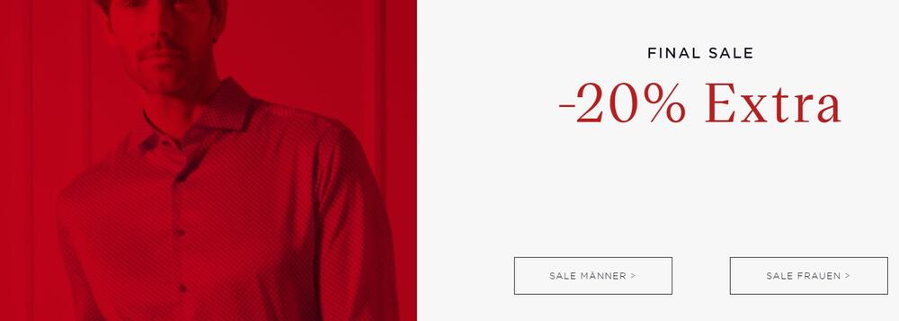 Banner für Final Sale mit 20 % extra bei Eterna