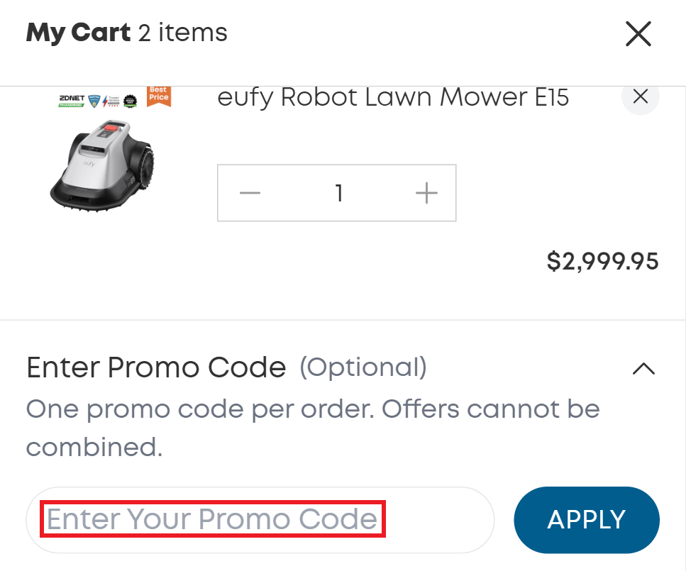Eufy discount code redemption section on company website