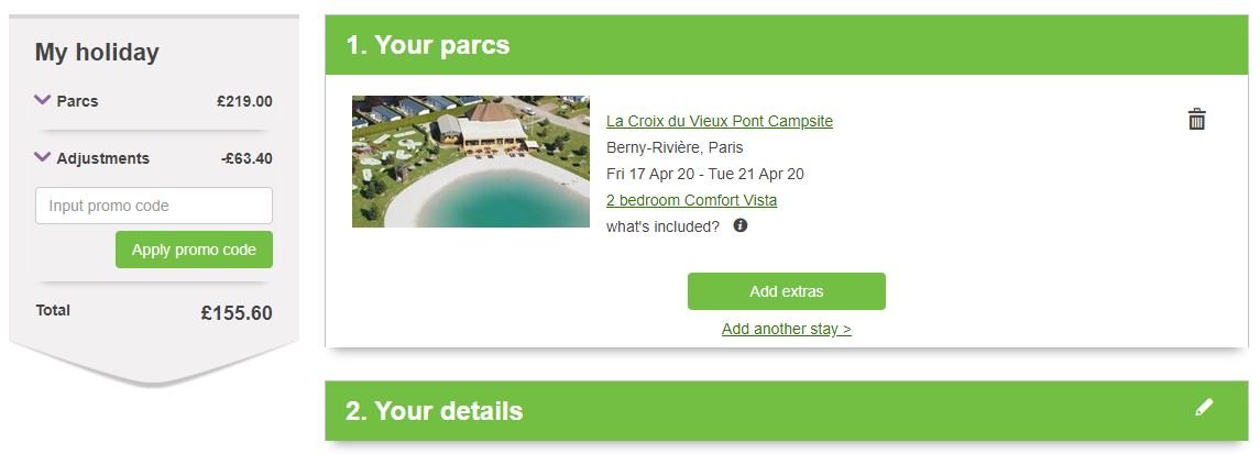 eurocamp discount code redemption box