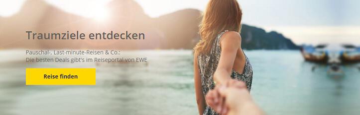 Profitiere von dem EWE Angebot und sichere dir 100 € Urlaubsgeld im EWE Reiseportal