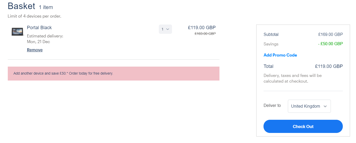 Portal discount code application at checkout