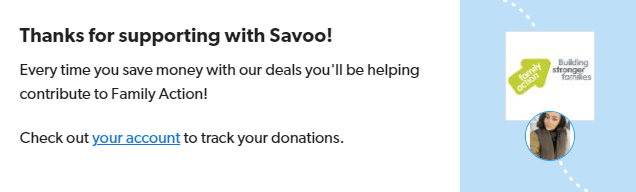 Signing up to support Family Action with Savoo