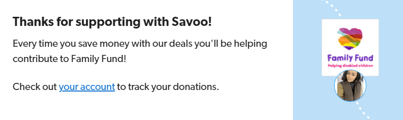 Signing up to support Family Fund with Savoo