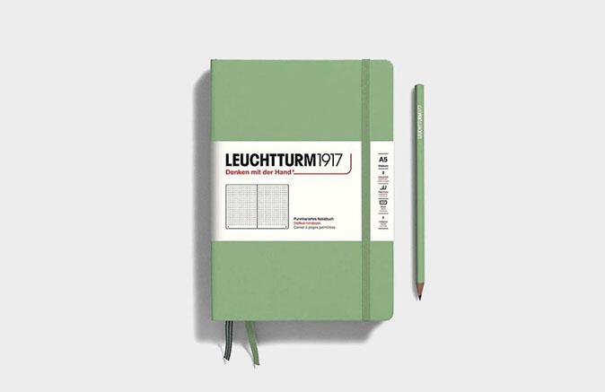 Leuchtturm1917 Notebook, Medium (A5) Hardcover, Dotted, Sage