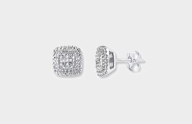 Diamond Earrings 1/20 ct tw Round Cut Sterling Silver