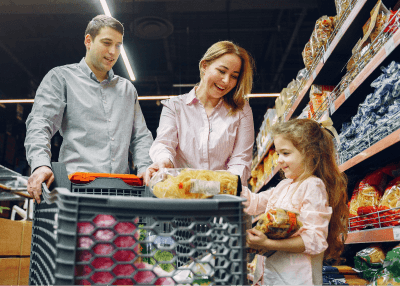 family shopping in a supermarket