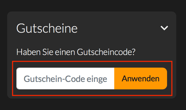 Eingabefeld für den Fanatical-Coupon im Online-Shop