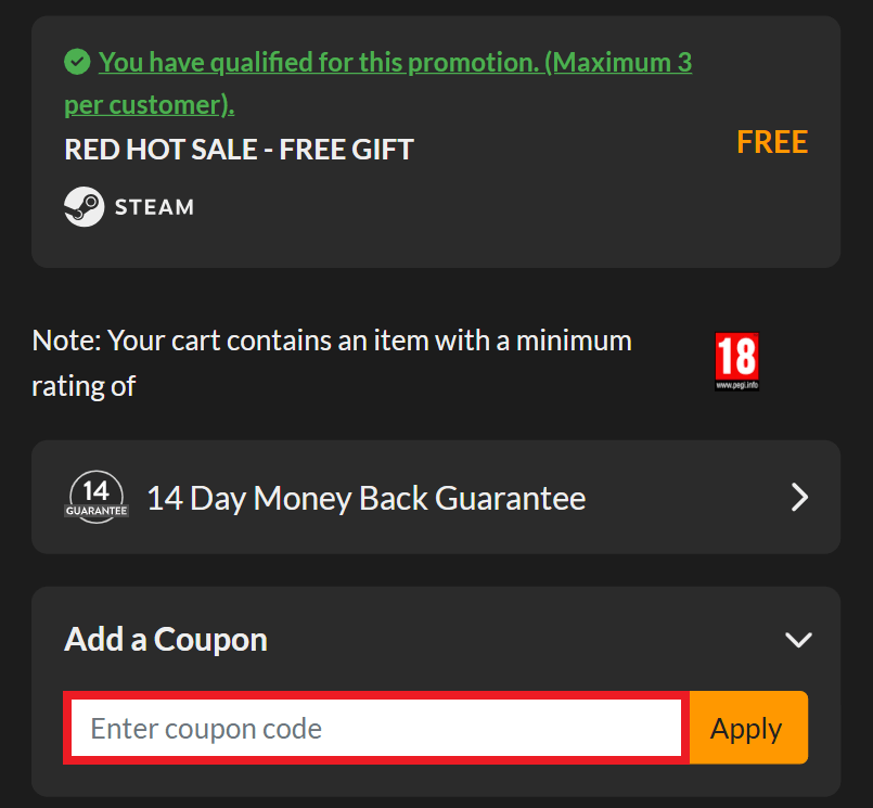 Fanatical promo code box image showing where codes can be redeemed