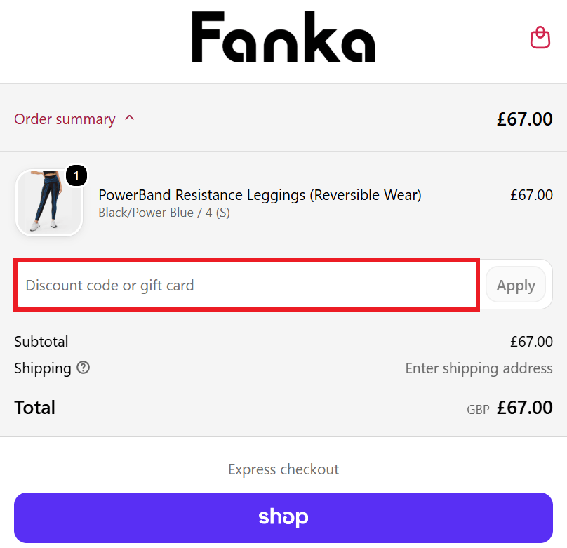 Fanka discount code box redemption image
