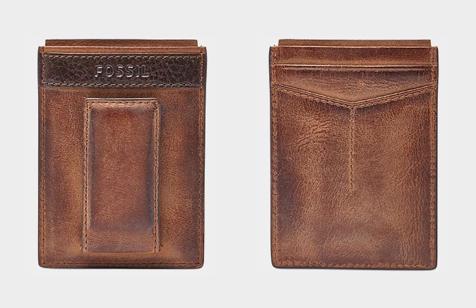 Fossil Men’s Quinn Magnetic Card Case Leather Wallet
