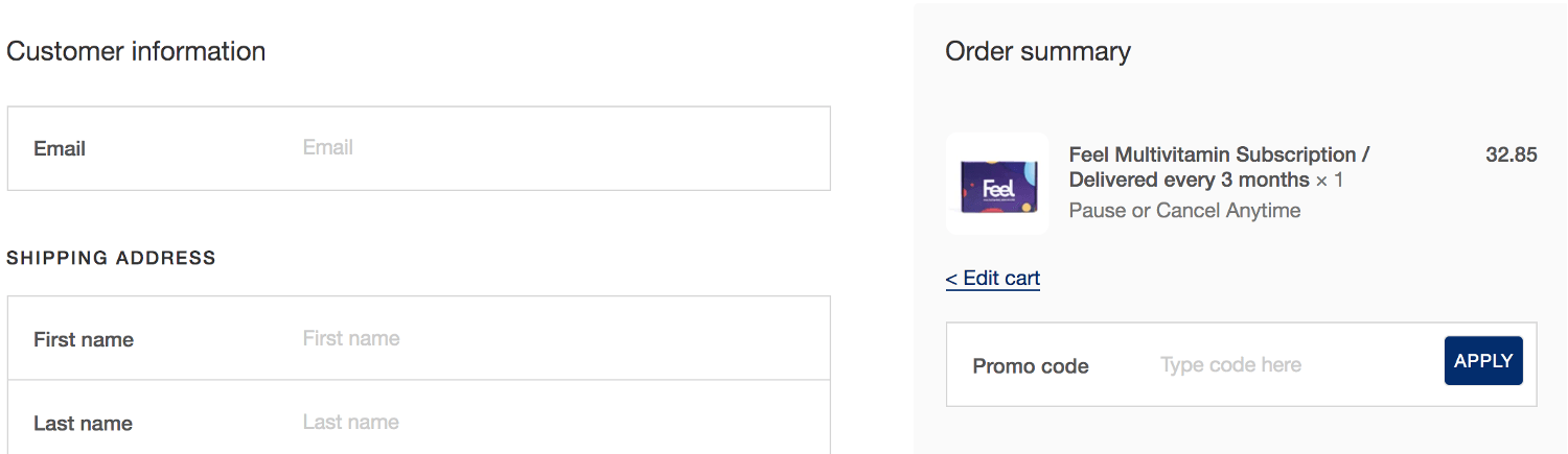 Feel discount code box image