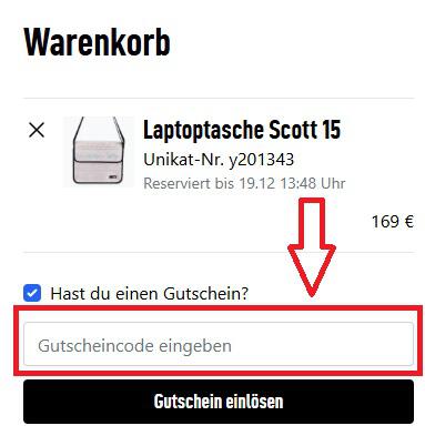 Screenshot von der Bestellübersicht, um einen Feuerwear Gutschein einzugeben