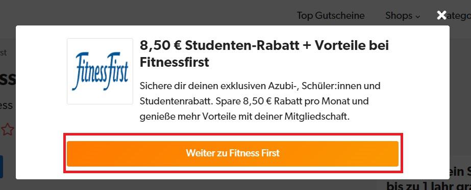 Screenshot: Fitness First Gutschein aus der Savoo-Übersicht einlösen