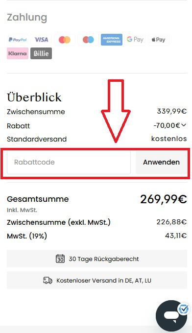 Eingabefeld zum Flexispot Gutschein einlösen