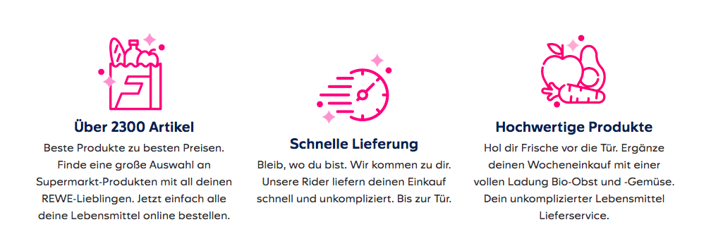 Gute Gründe um die Flink App zu nutzen, mehr als 2.300 hochwertige Produkte und schnelle Lieferung der Lebensmittel