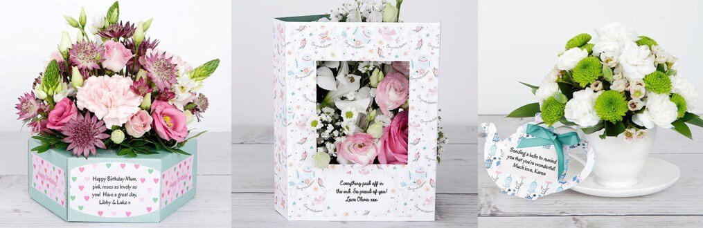 Flowercard gift ideas image featuring 3 different presentations