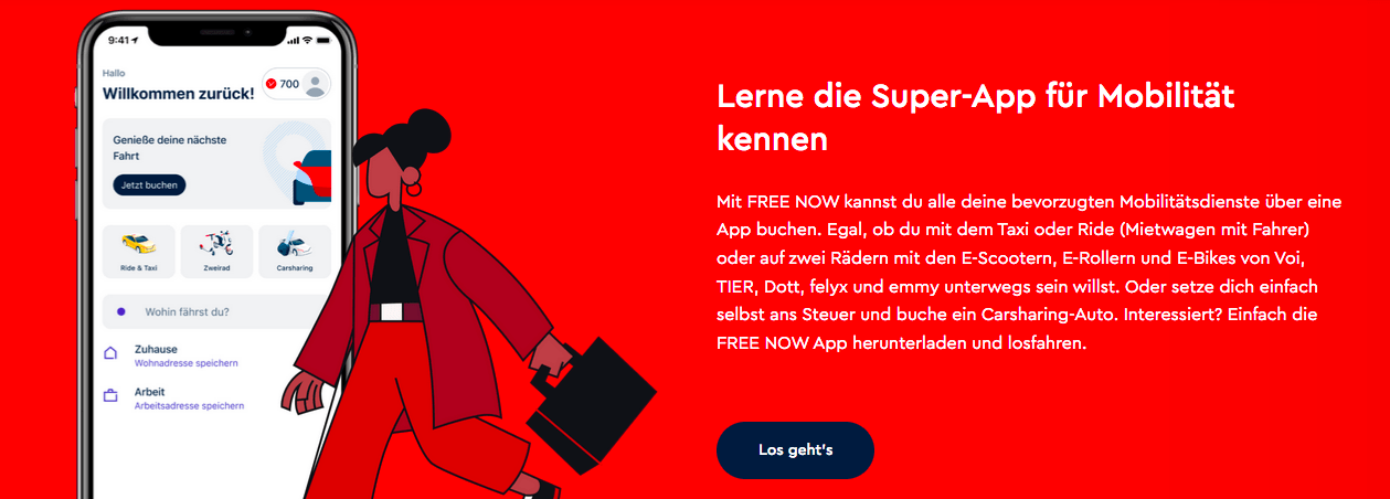 Nutze Free Now auch unterwegs mit der praktischen App