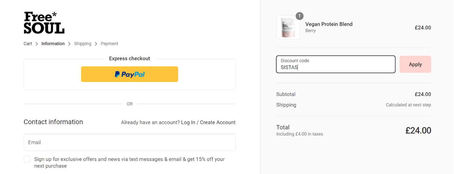 Free Soul discount code at checkout image