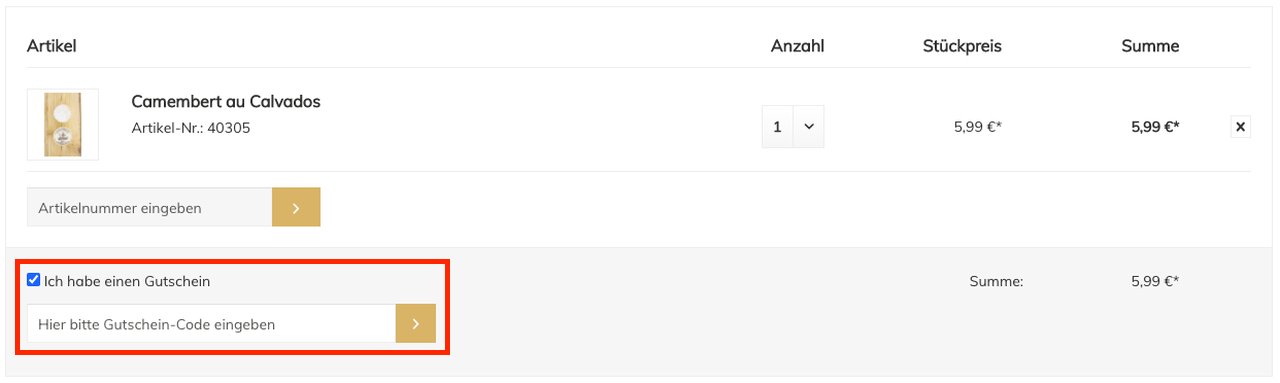 Einlösen des Frischeparadies-Gutscheins im Shop