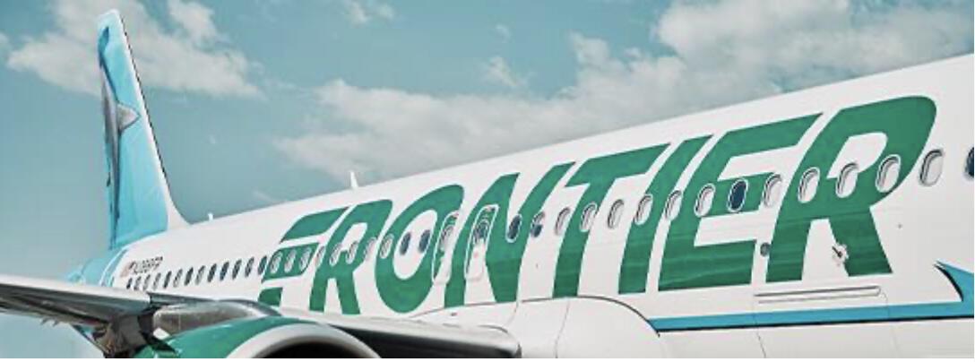 close-up of frontier airlines plane