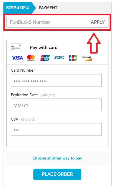 Screenshot von der Warenkorb-Ansicht um einen FUN.com Code einzulösen