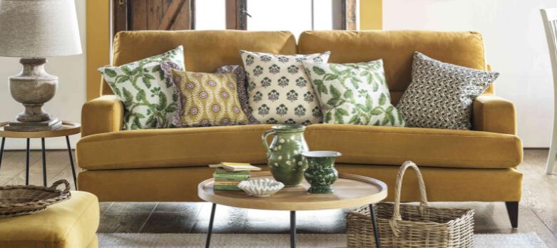 furniture village savings tips image - Yellow sofa in a room setting