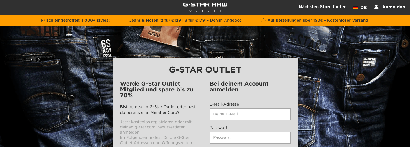 Staube satte Rabatte im Outlet von G-Star Raw ab