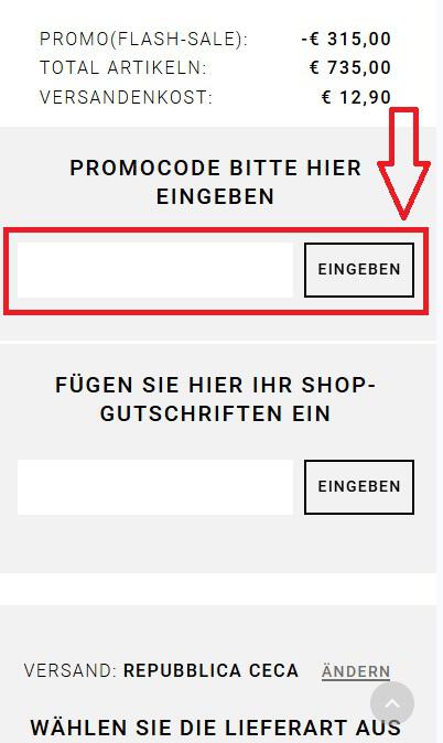 Screenshot von der Bestellübersicht, um einen Glamood Gutschein einzulösen