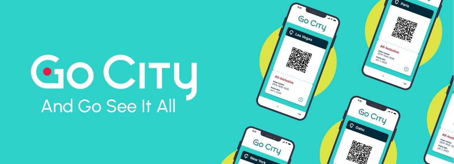 Banner für die Go-City-Gutscheinseite mit Abbildung eines Tickets in der App